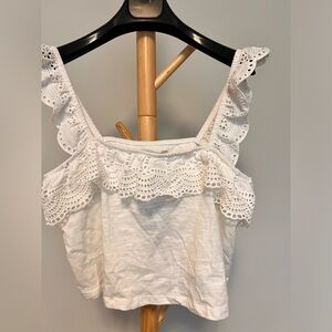 Forever 21 White Eyelet Ruffle Crop Camisole Top NWT